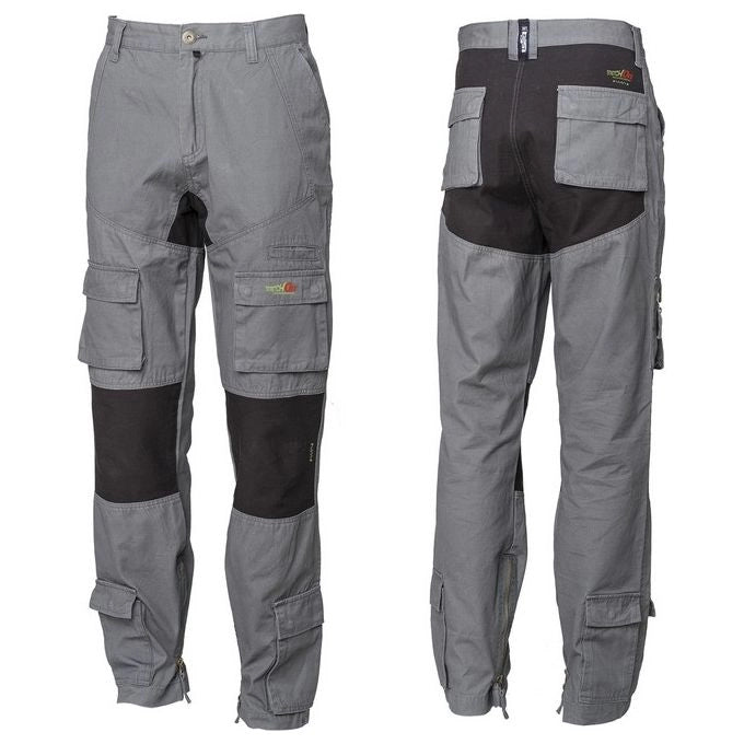 Issaline 8738 STRETCH ON Pantalone da Lavoro Multitasca 100% Cotone Canvas con Inserti Stretch Regolabile con Elastico e Bottoni colore Grigio e Antracite