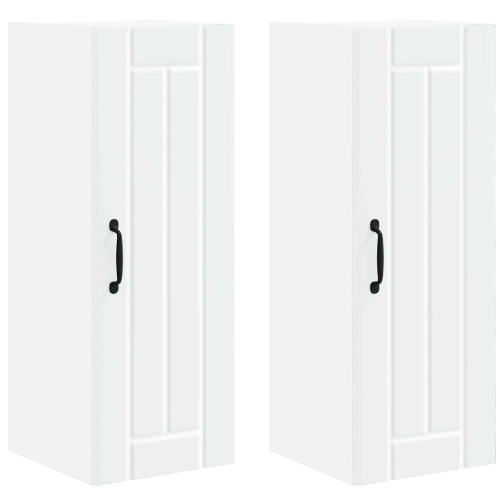 Set di 2 pensili da cucina moderni 30 x 31 x 80 cm pratici per riporre oggetti stile pulito in legno composito bianco 02_0054024