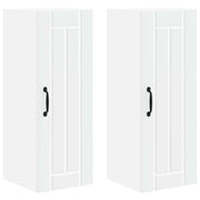 Set di 2 pensili da cucina moderni 30 x 31 x 80 cm pratici per riporre oggetti stile pulito in legno composito bianco 02_0054024