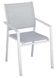 Sedia Zara in alluminio e textilene Greenwood Materiale: Alluminio e Textilene, Colore: Bianco e grigio chiaro