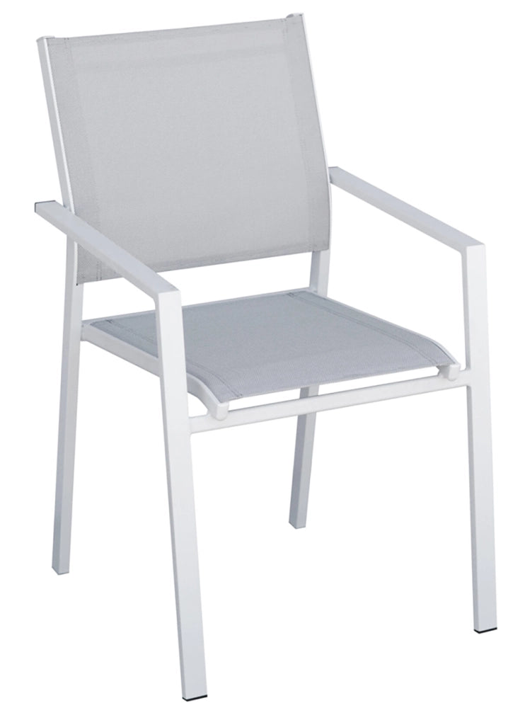 Sedia Zara in alluminio e textilene Greenwood Materiale: Alluminio e Textilene, Colore: Bianco e grigio chiaro