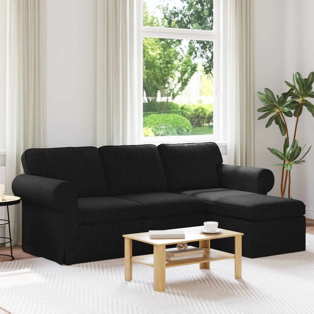 Divano Nero 215 x 138 x 80 cm Tessuto