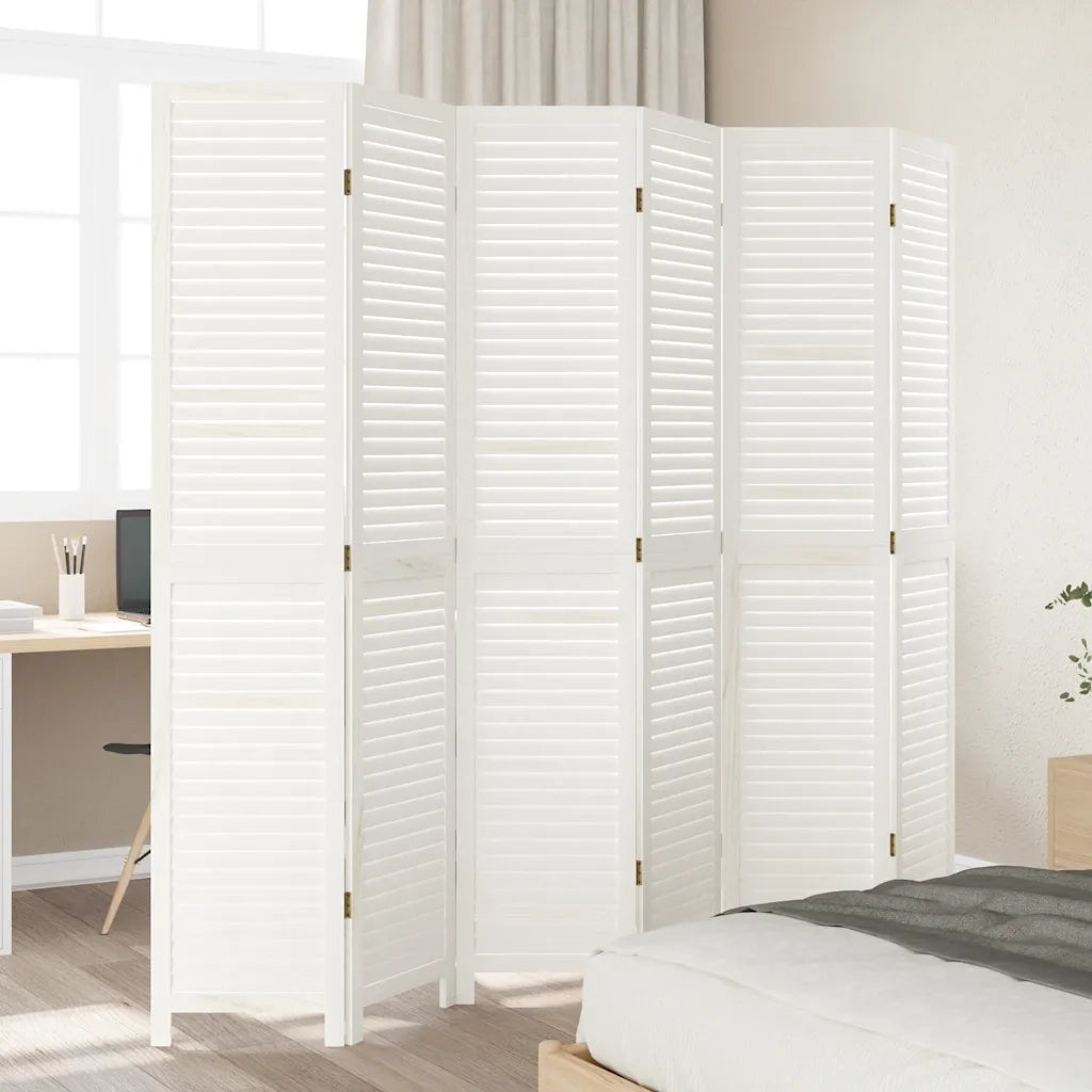 Divisorio Ambienti | Divider per stanze | Paravento 6Pannelli Bianco Legno Massello di Paulownia