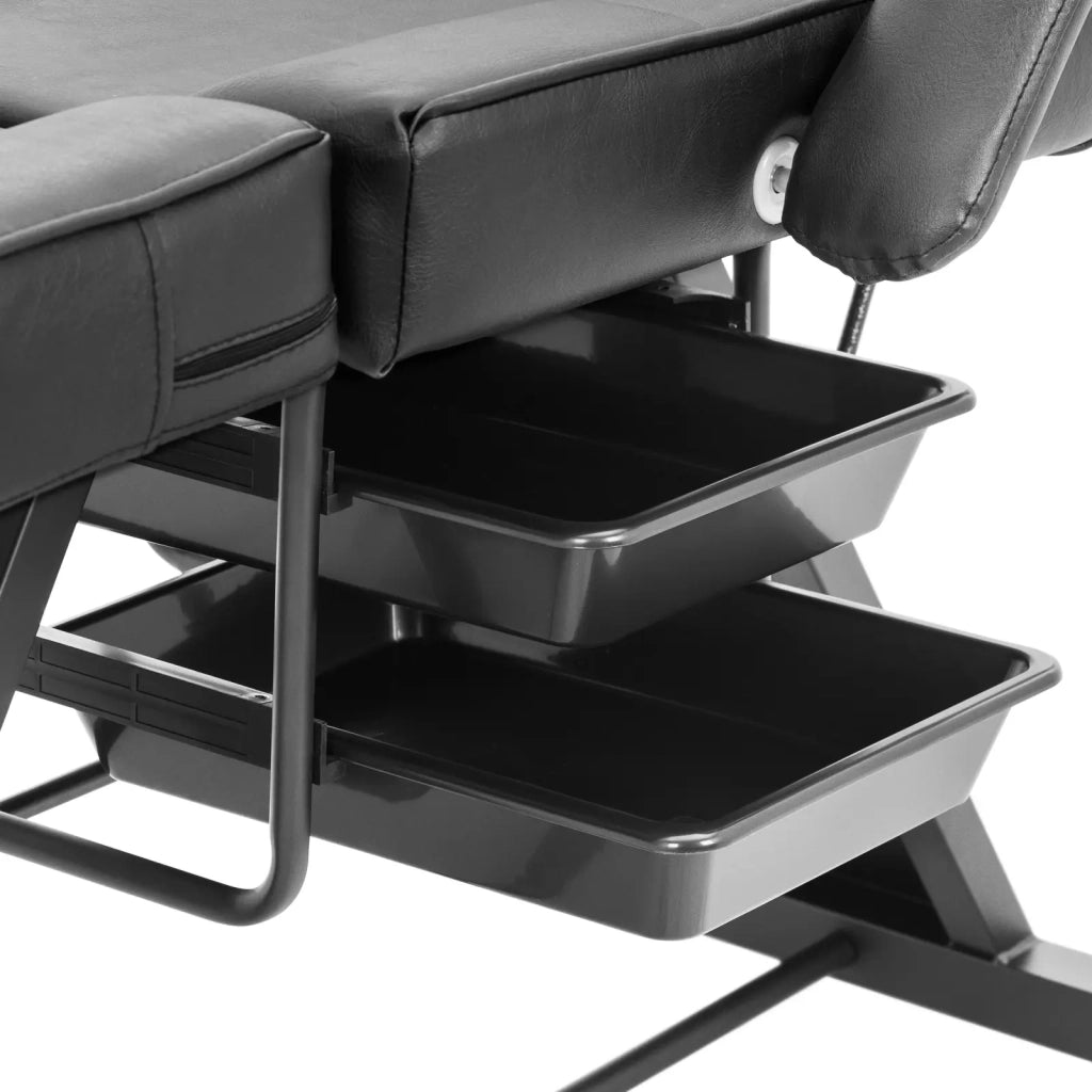 Poltrona estetica professionale 200 kg acciaio inox PVC nero 14_0008994