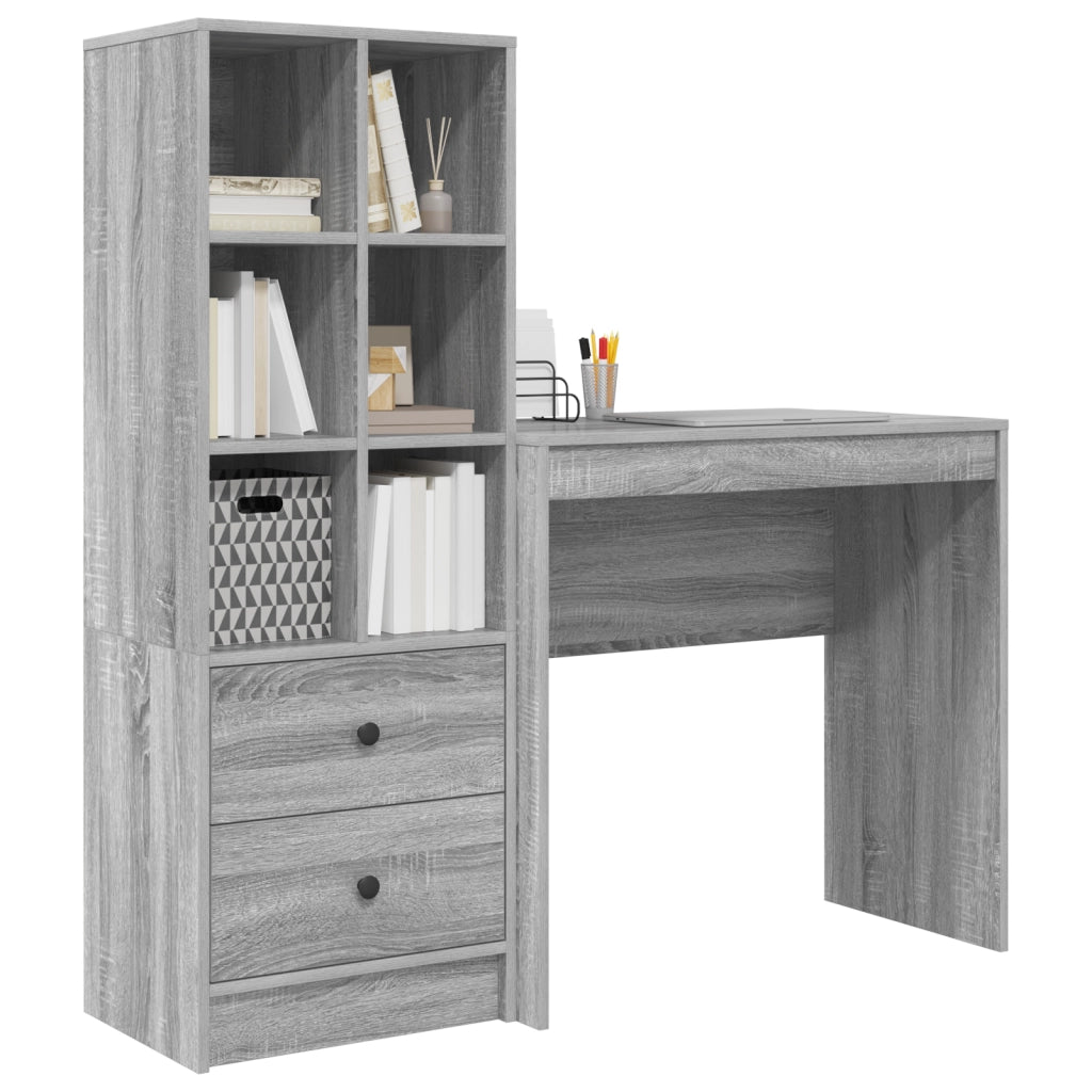 Scrivania con Storage Grigio Sonoma Legno Ingegnerizzato