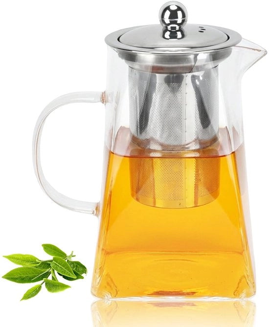 Tèiera a Doppia Parete 950ml - Tèiera in Vetro - Tèiera con Filtro - Tèiera con Termo - Tèiera per Tè in Fioritura - Resistente al Calore fino a 450℃ - Tèiera a Bollitura