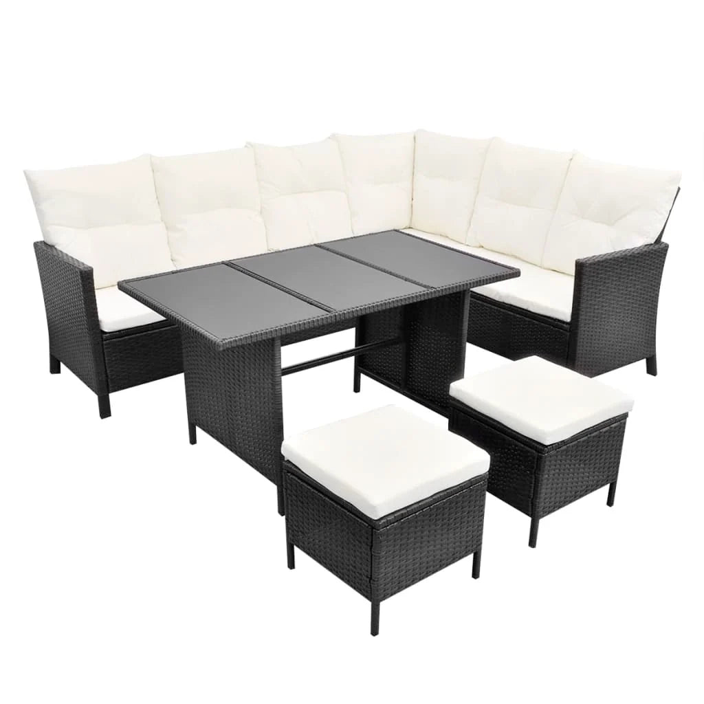 Set mobili da giardino set da esterno 4 pezzi con cuscini in poly rattan nero 02_0016204