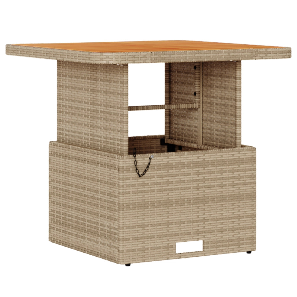 Set da pranzo giardino 3 pezzi con cuscini Beige Poly Rattan Acacia