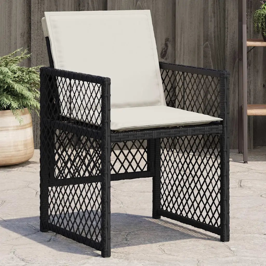 Sedie da Giardino con Cuscini 4 pz Nere in Polyrattan 364949