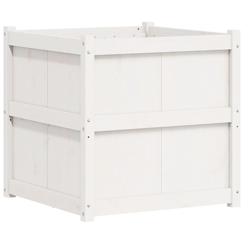 Fioriera | Cassetta per fiori | Vaso da Giardino Bianca 70x70x70 cm Legno Massello di Pino