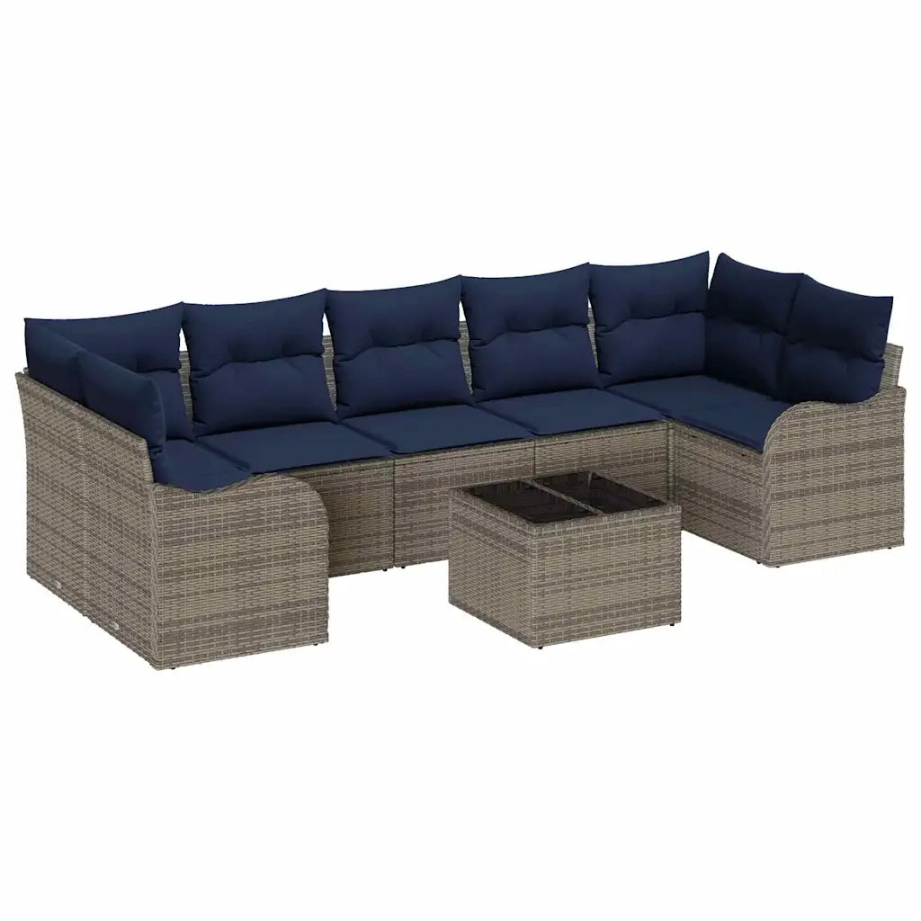 Set di divani 8 pz 7-Numero di posti Grigio polyrattan 3345625