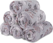 6 set di coperte morbide per cani e gatti con impronte di zampe - coperta di fleece per bambini e piccoli animali domestici (60 x 40 cm, grigio)