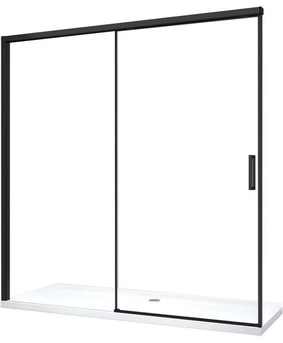Porta Doccia Scorrevole Soft Close Cristallo 8mm Trasparente, Nero Opaco h200 Gelas Trasparente 8mm,Nero Opaco,180 cm,200 cm