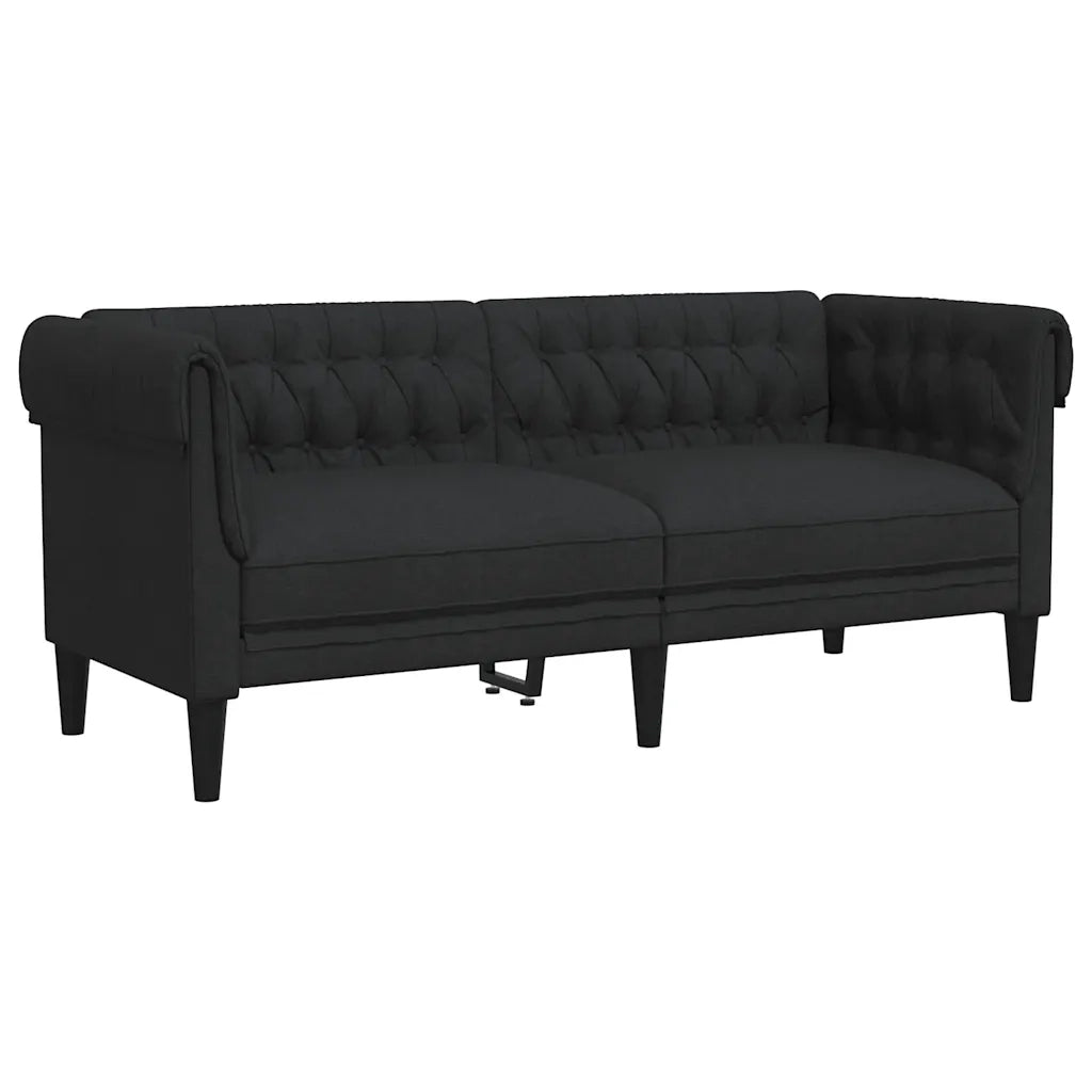 Divano Chesterfield a 2 Posti-Sofa 2 Posti-Divanetto Nero in Tessuto