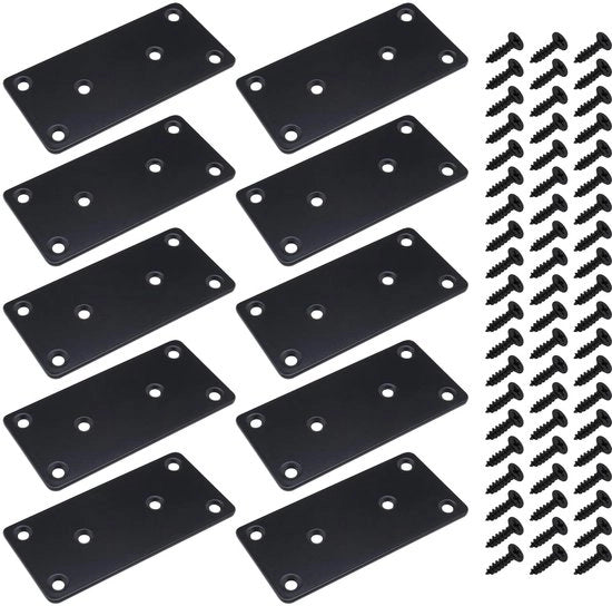 Fermo supporto 10x - Supporti piani - Acciaio inossidabile - Riparazioni mobili - Sostenibile - Dimensioni 100x49x2 mm - Fermo angolare