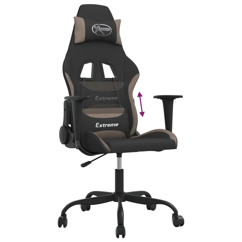 Sedia da Gaming | Sedia da e-sports Nero e Tortora in Tessuto