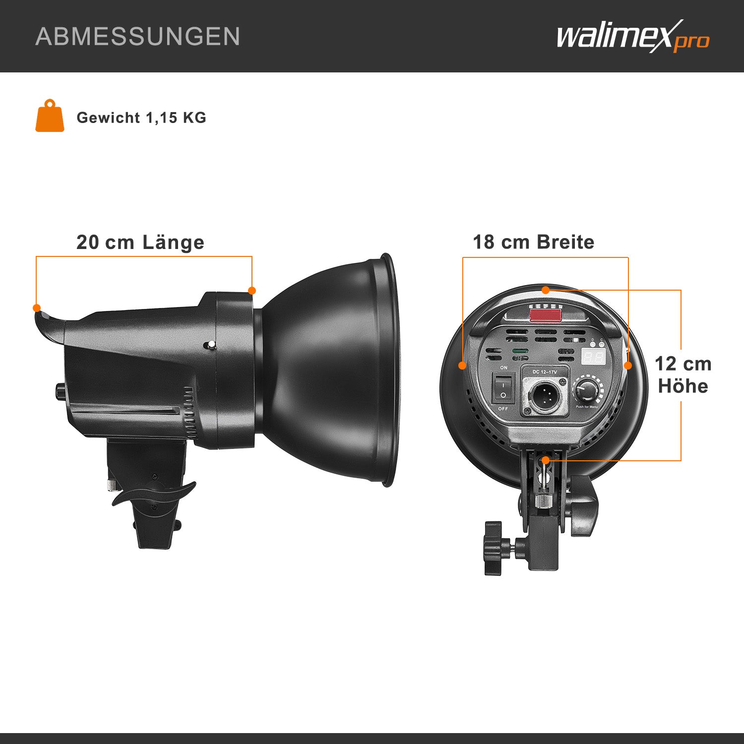 Niova 60 Plus Bi Colour luce video LED dimmerabile con riflettore Bowens e diffusore morbido I Luce da studio con tecnologia COB LED I 3200-5600 K, CRI=93 I Luminosità regolabile