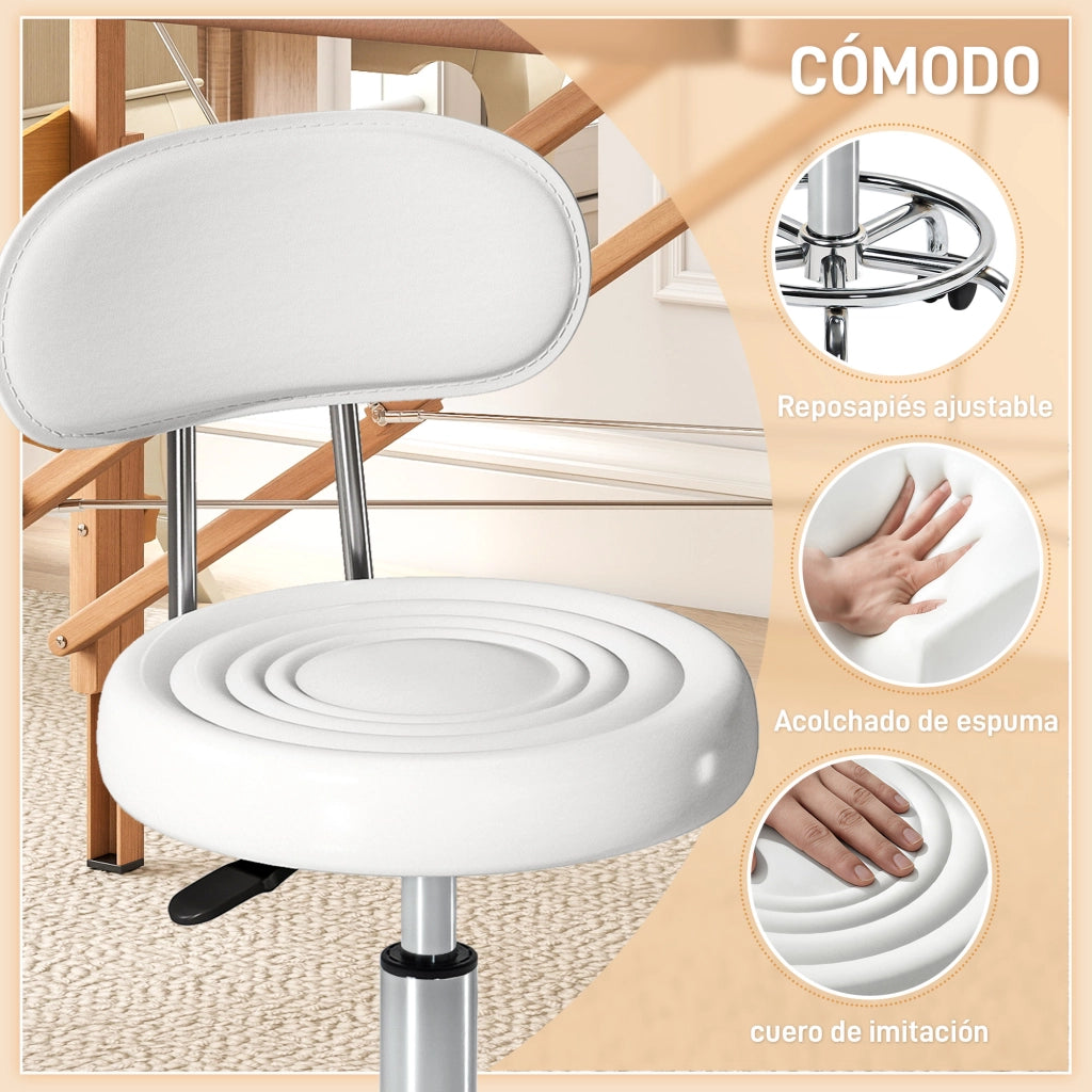 Sedia da ufficio girevole con schienale e ruote regolabile ¨C zephmum ¨C 32x40x70-86cm bianco
