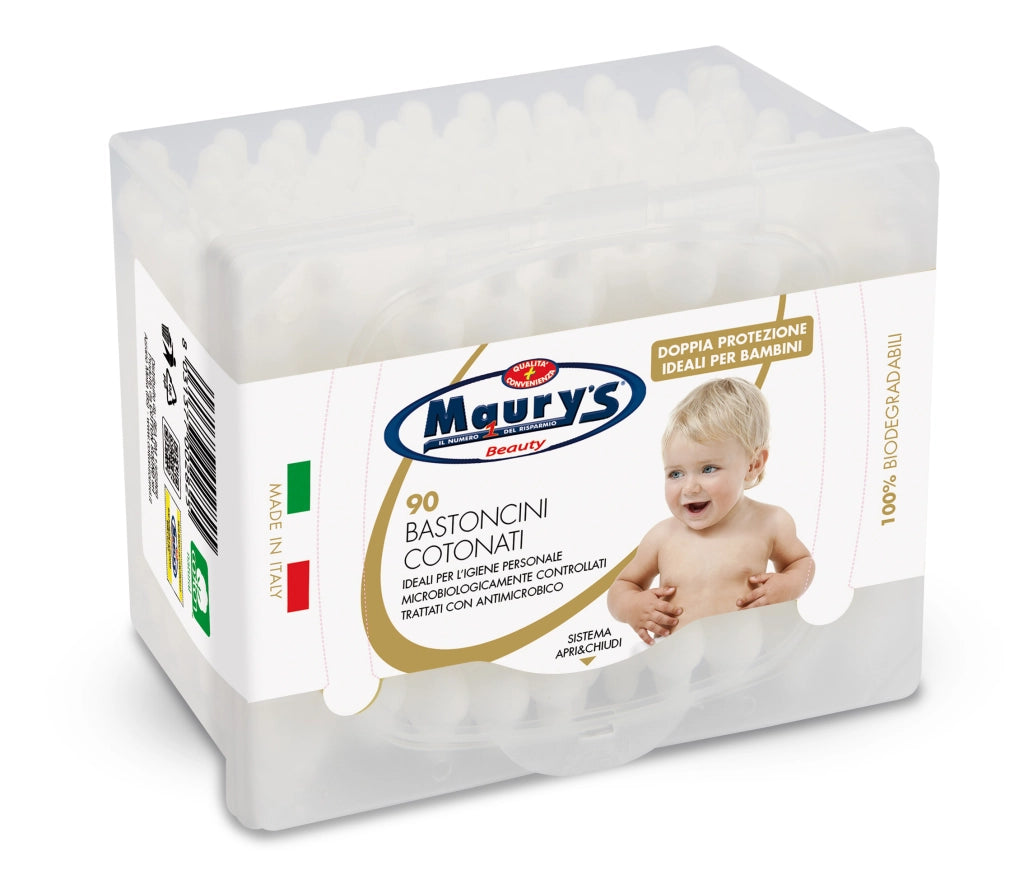 MAURY'S COTTON FIOC BASTONCINI COTONATI PER BAMBINI E NEONATI 90 PZ BIANCHI