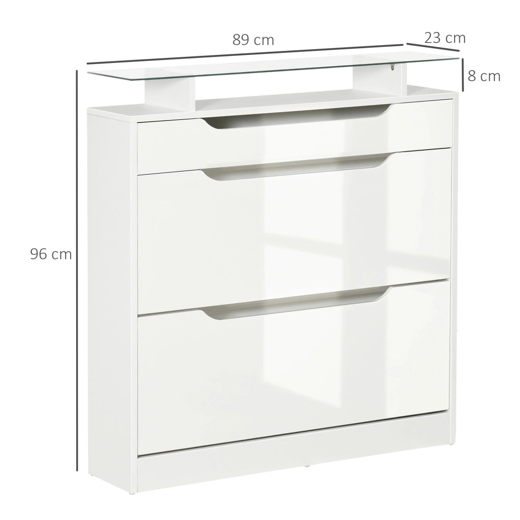 Armadio per scarpe con cassetti ¨C zephmum ¨C 89x23x96 cm bianco