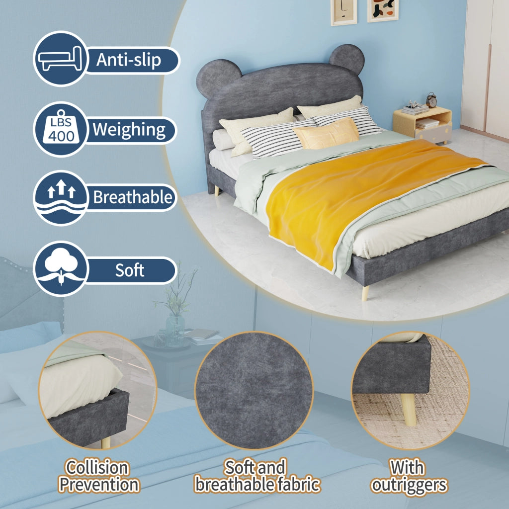 letto imbottito tessuto metallo grigio 140 x 200 cm