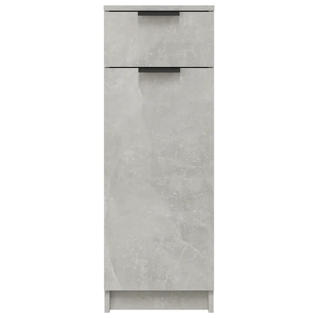 Mobiletto da bagno classico 32 x 34 x 90 cm ampio spazio contenitivo design elegante in legno composito grigio cemento 02_0047987