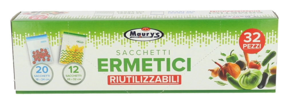 MAURY'S SACCHETTI ERMETICI RIUTILIZZABILI IN CONFEZIONE DA 32 PZEZZI OKZ