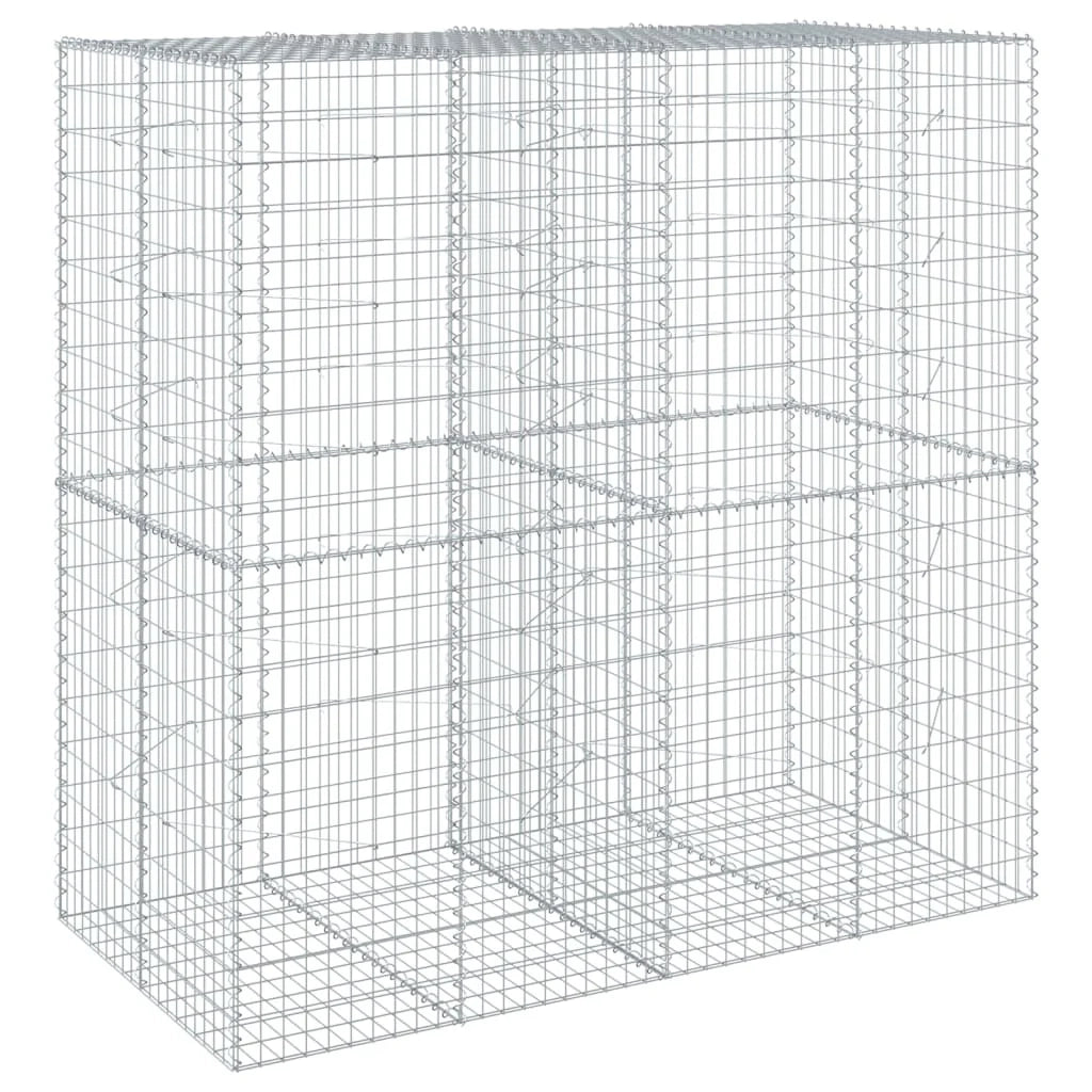 Gabbione recinto a gabbia muro di contenimento con coperchio 200 x 100 x 200 cm ferro zincato argento 02_0040141