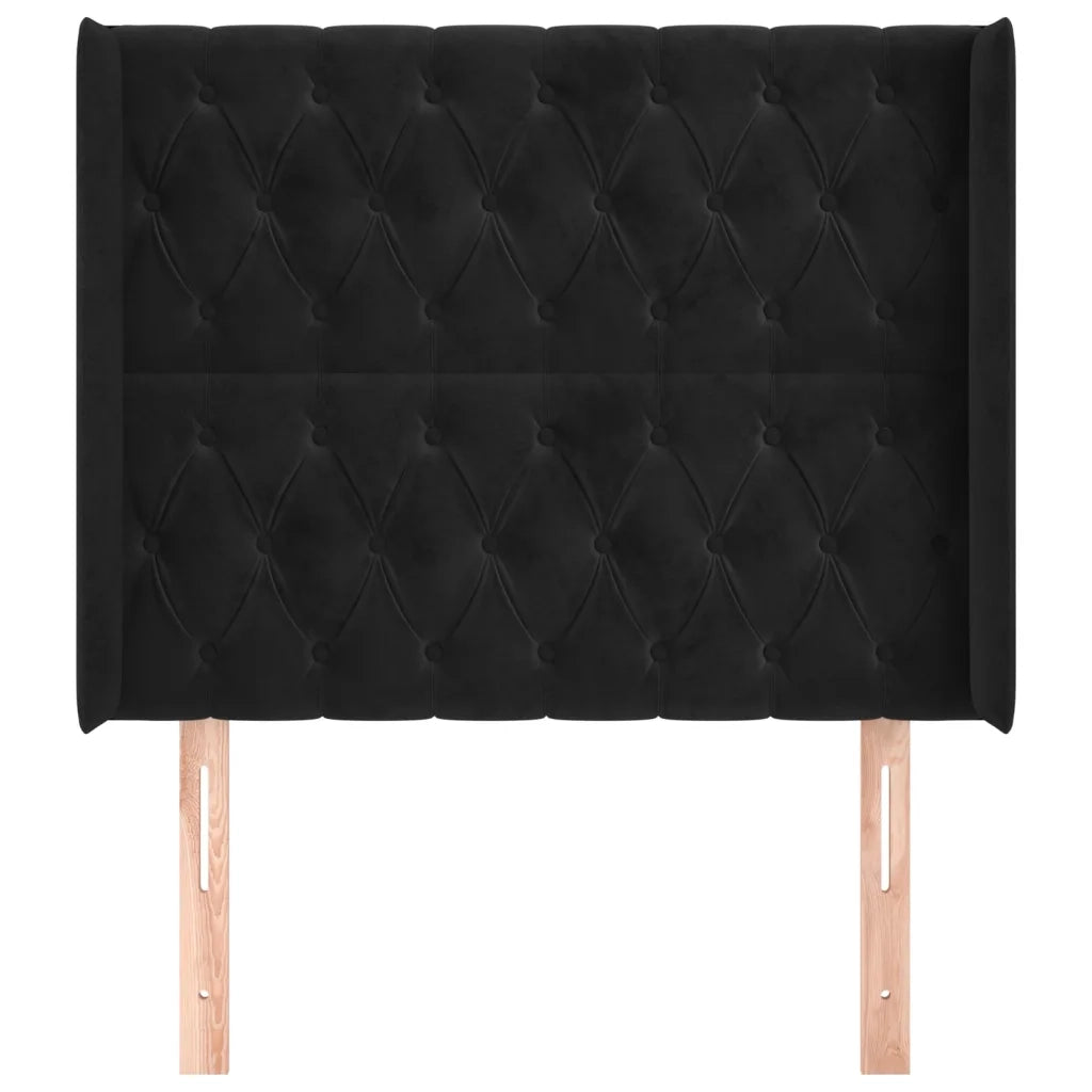 Testiera | Testata ad Orecchio Nera 103x16x118/128 cm in Velluto
