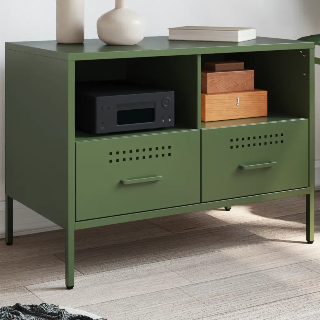 Mobile TV Verde Oliva 68x39x50,5 cm in Acciaio