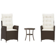 Set Bistr¨° 3 pz | Set Salotto da Giardino con Cuscini Marrone in Polyrattan