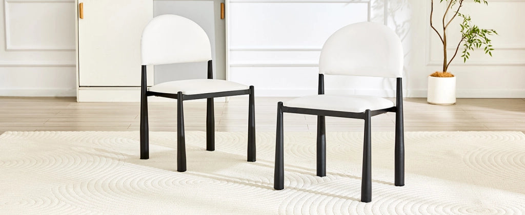SEDIE da pranzo imbottite Set da 2 pezzi 80 cm PU bianco gambe in metallo