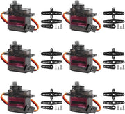 Servomotore 6 pezzi - Micro-servomotore - Trasmissione a ingranaggi lineare - Angolo di controllo di 180 gradi - Leggero - Compatibile con Arduino - Mini motore