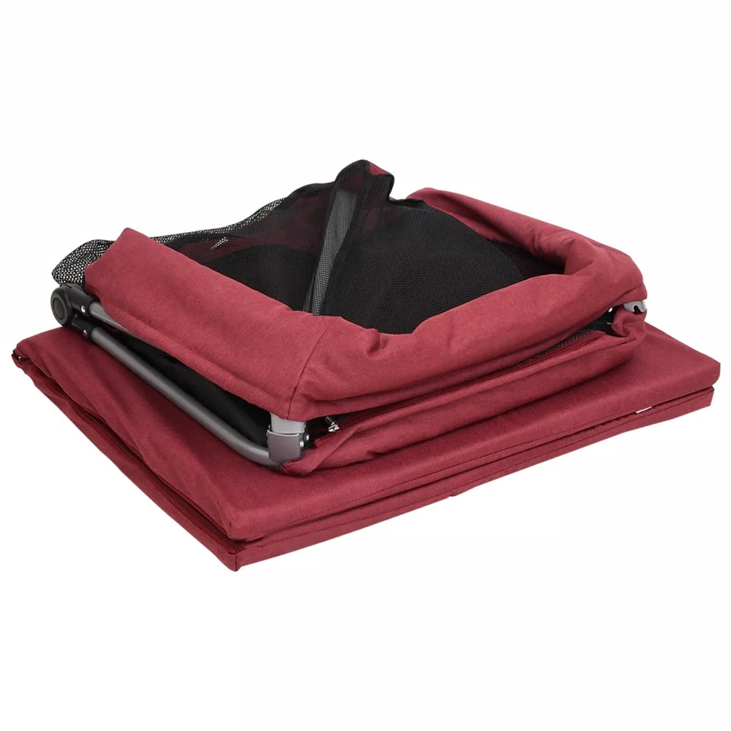 Box per Bambini con Materasso Rosso Tessuto di Lino CFW2698533