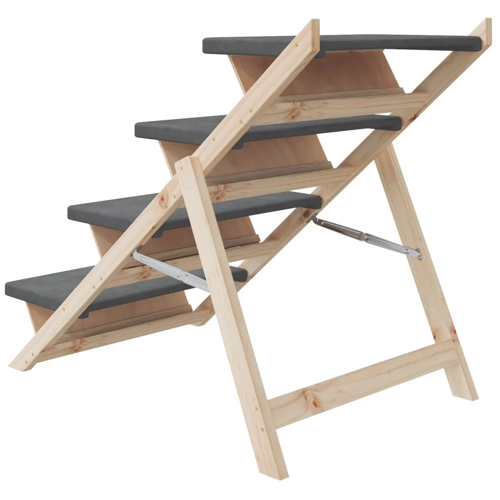 Scala per Cani Grigia 105x47 cm in Legno Massello di Abete 172420