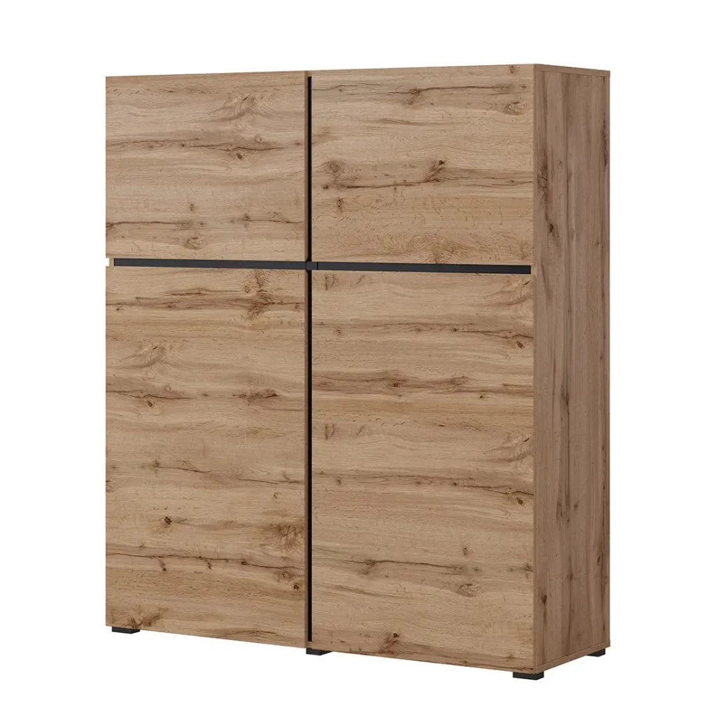 Buffet alto colori rovere e nero L120xH140xP40 collezione HAVANA. Credenza alta design con 4 porte.