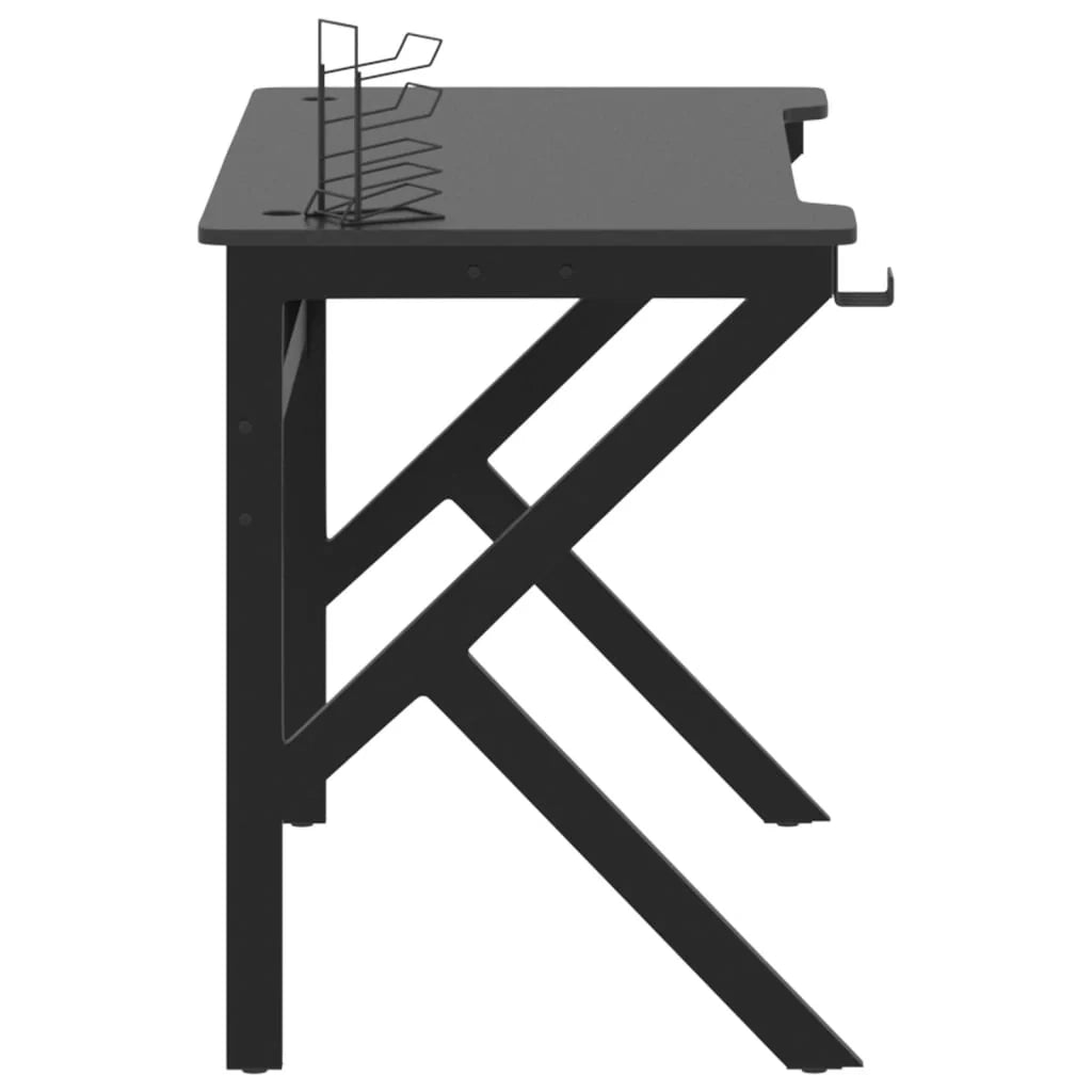 Scrivania tavolo postazione di lavoro mobile per computer studio per computer scrivania da gioco con gambe a K 110 x 60 x 75 cm nero 02_0023769