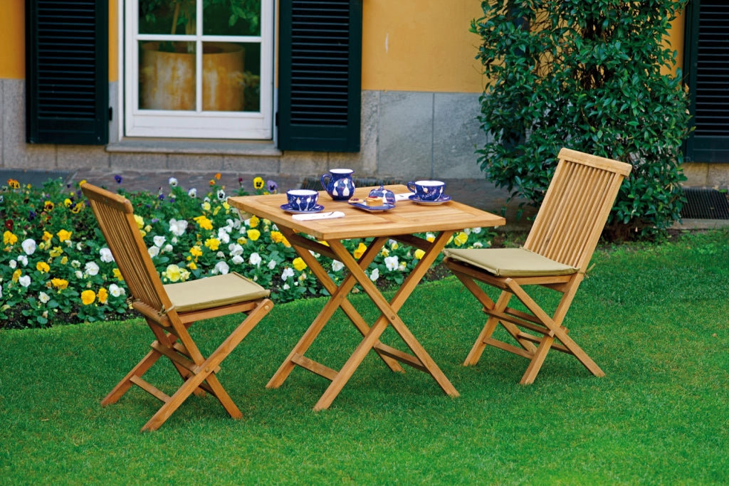 Cheonda - Sedia Salina in teak pieghevole con tavolo vulcano Greenwood Taglia: Sedia