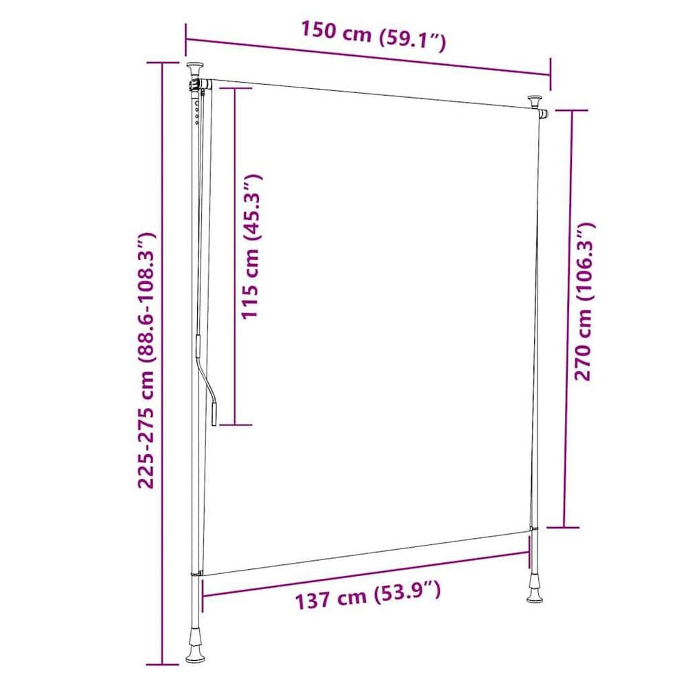 Exterior Roller Blind 150 X 270 Cm Cream