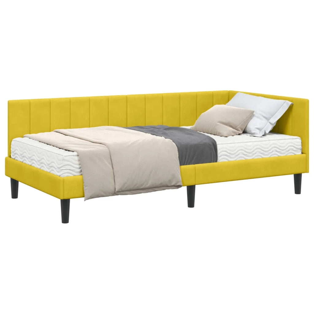 Struttura Letto Angolare con Materasso 2 pz-Giroletto con materasso Giallo Velluto 172996