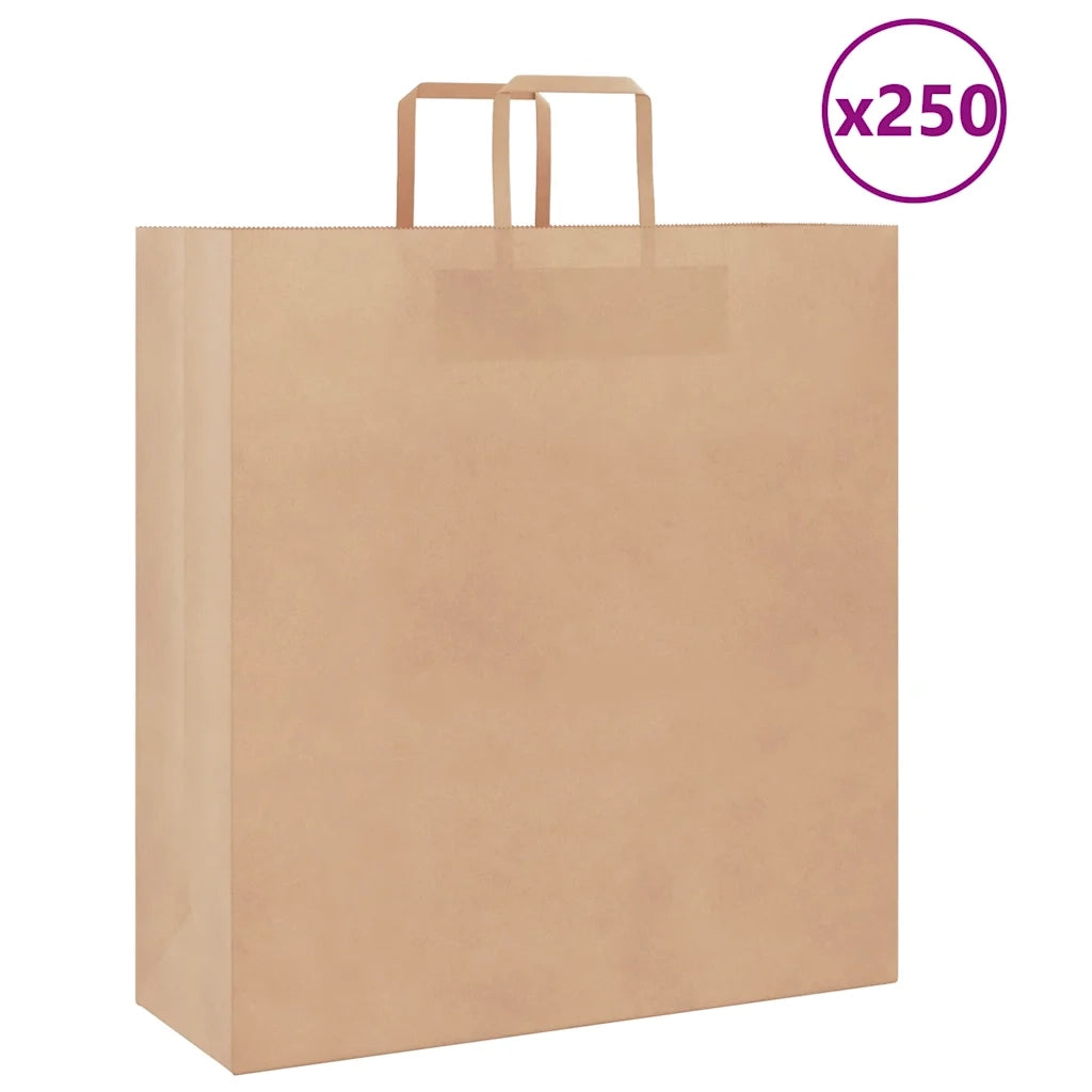Sacchetti di Carta 250 pz con Manici Marrone 45x17x48 cm