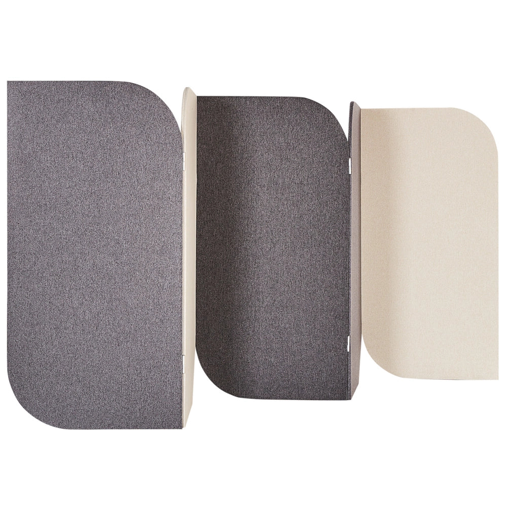 Pannello acustico decorativo moderno pieghevole a 5 pannelli con struttura in acciaio poliestere grigio e beige stile moderno ufficio
