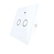 Interruttore Da Parete Touch 2 Tasti, WIFI 2.4G+BLE+RF 433MHz, Bluetooth BLE Mesh, TUYA, Smart Life, 10A, AC 90-250V, 50/60HZ, 86X86X30mm Per Scatola 502, IP20, Bianco, SH9442W