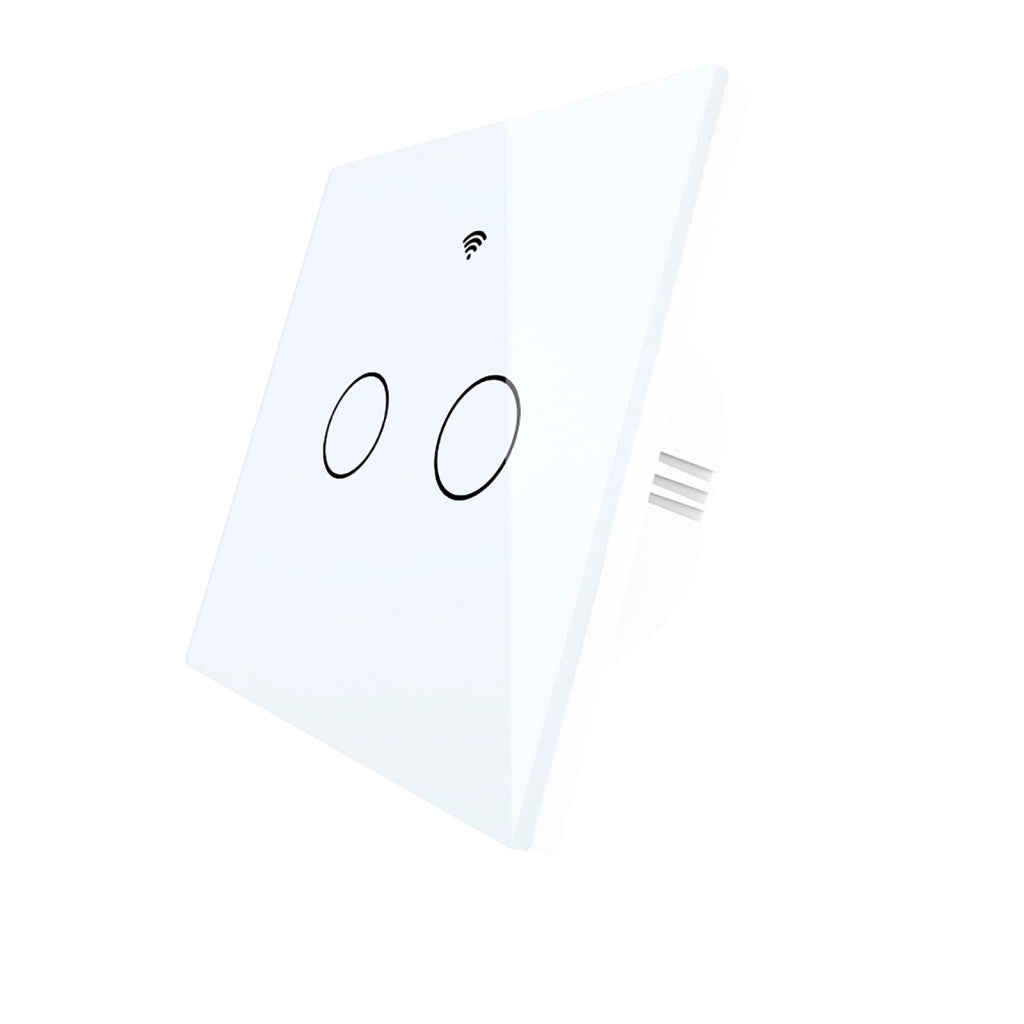 Interruttore Da Parete Touch 2 Tasti, WIFI 2.4G+BLE+RF 433MHz, Bluetooth BLE Mesh, TUYA, Smart Life, 10A, AC 90-250V, 50/60HZ, 86X86X30mm Per Scatola 502, IP20, Bianco, SH9442W