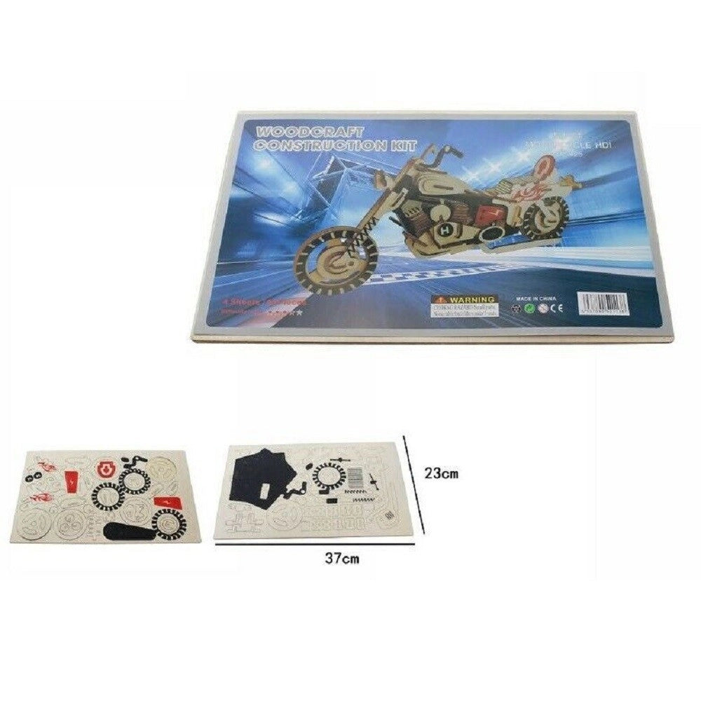 Trade Shop - Puzzle 3d Legno Motocicletta Modellino Modellismo Collezione Gioco Bambini 07343 -