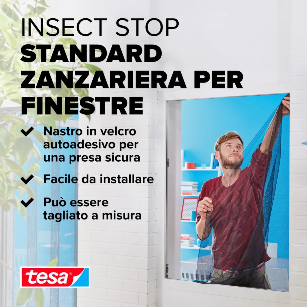 Zanzariera per Finestre Attacca & Stacca Insect Stop Tesa 1,3 Colore Bianco