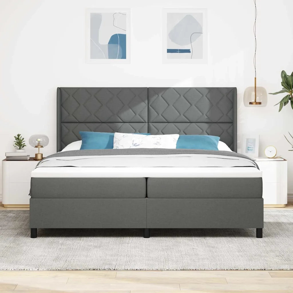 Letto a molle con materasso Grigio scuro 200 x 200 cm Tessuto 3341729