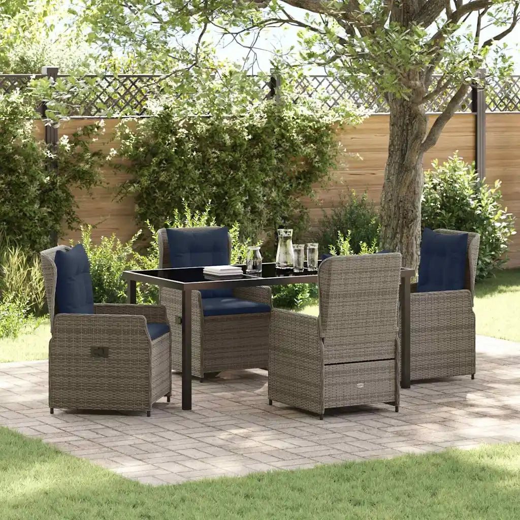 Set da Pranzo per Giardino 5 pcs Grigio Poly Rattan 3381033