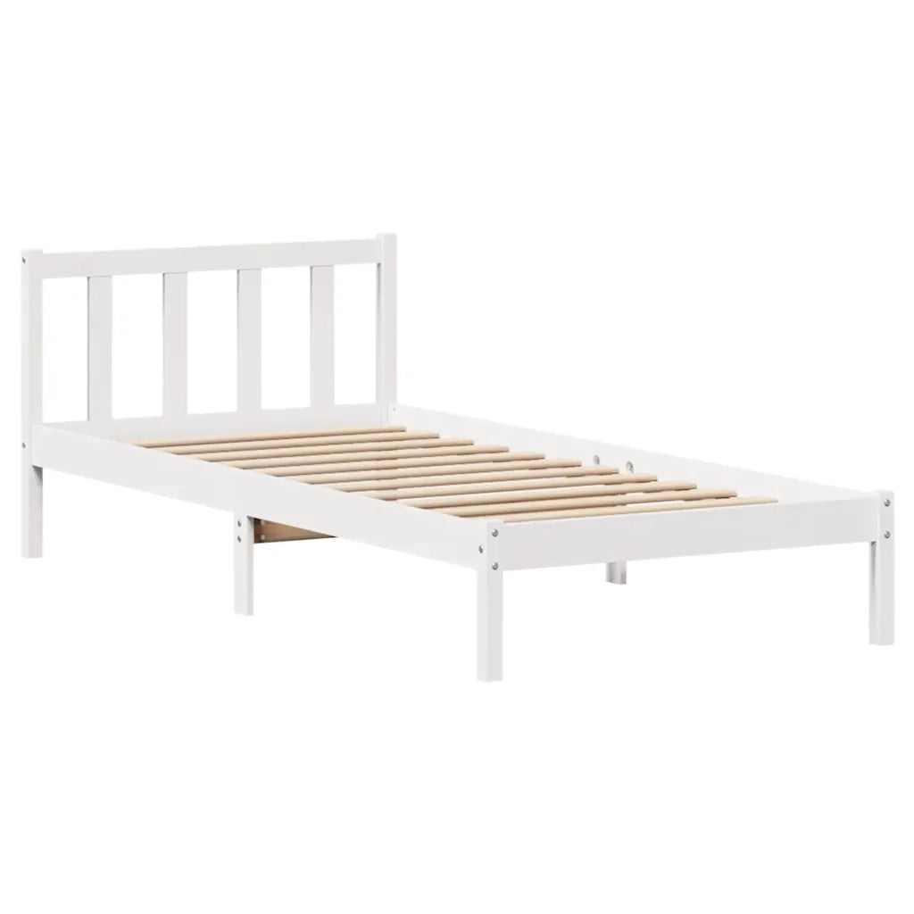Letto senza Materasso Bianco 90x200 cm Legno Massello di Pino