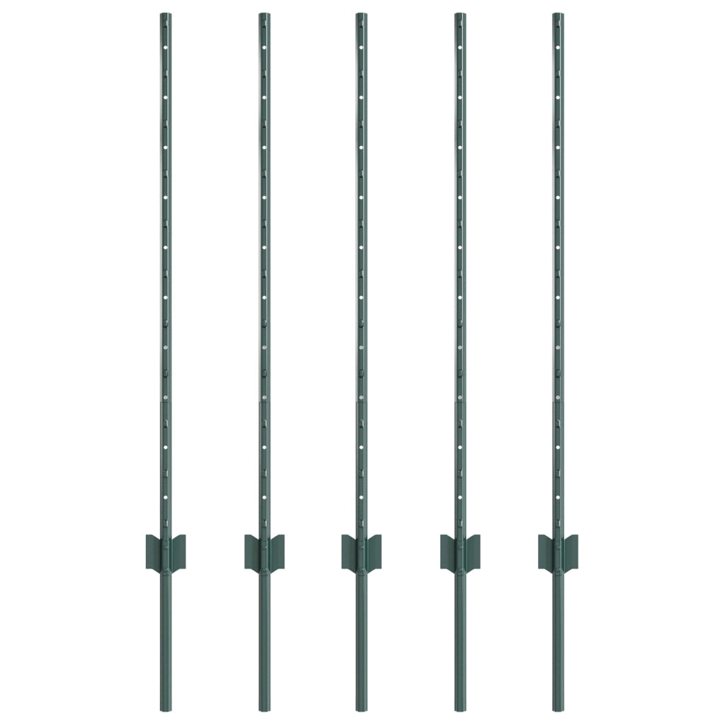 Pali per recinzione 5 pcs U-Channel Verde 100 cm Acciaio
